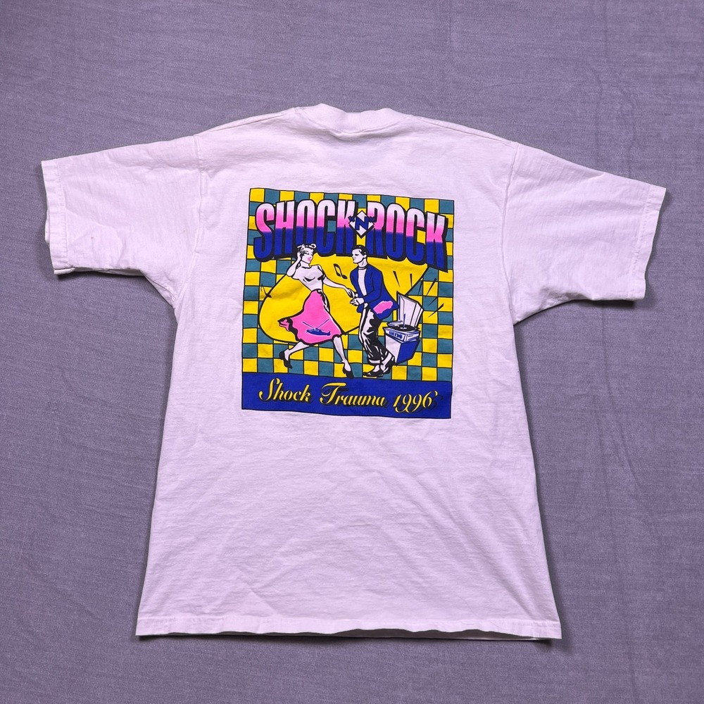 Fruit of the Loom Lofteez Shock Rock Graphic T-Shirt Mens Medium White Cotton